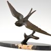Art Deco bronzen sculptuur vogel zwaluw