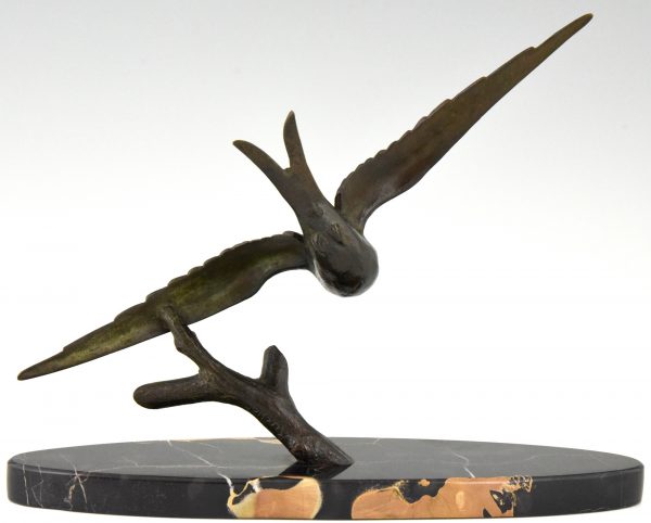 Art Deco bronzen sculptuur vogel zwaluw