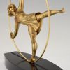 Art Deco sculpture en bronze danseuse au cerceau