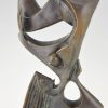 Sculpture moderne en bronze femme balançant