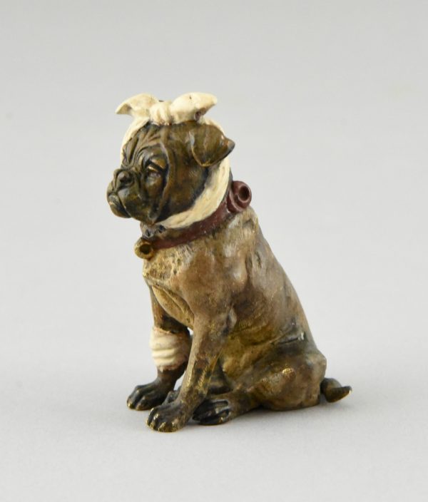 Vienna bronze sculpture English bulldog with bandage