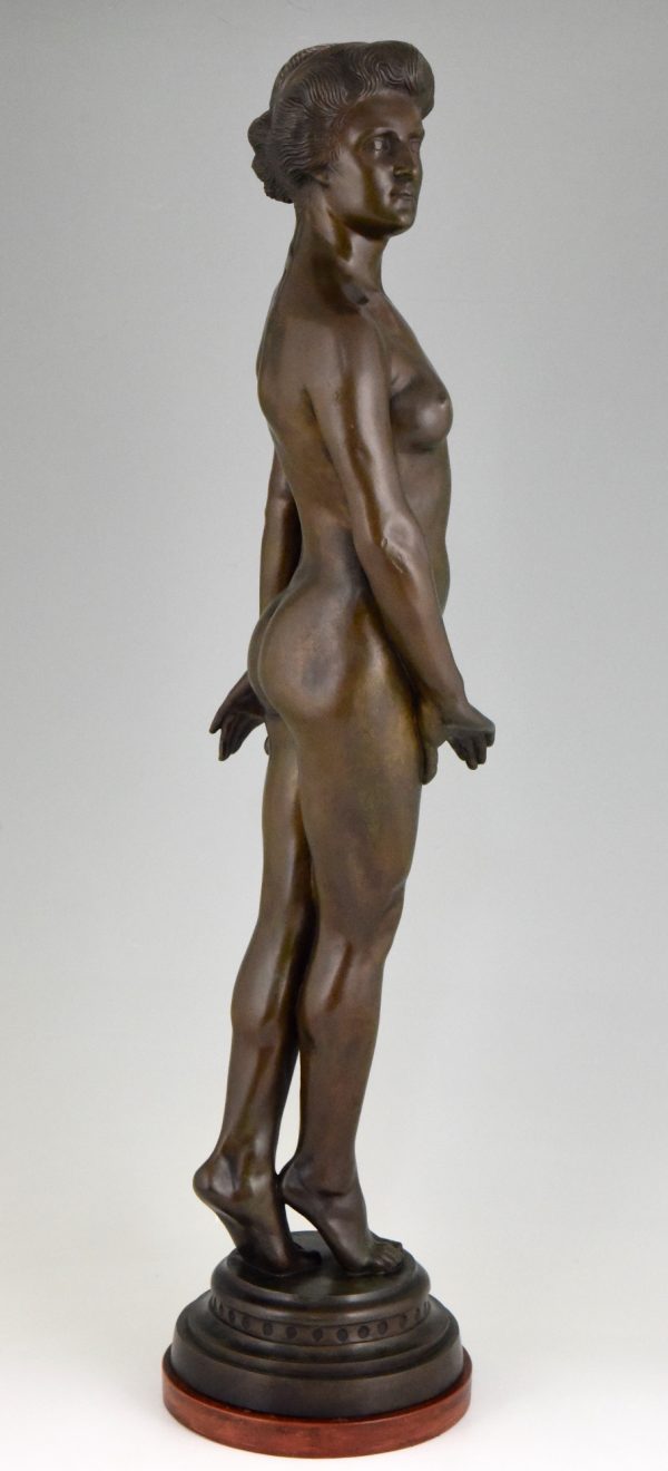 Art Deco bronzen beeld staand naakt