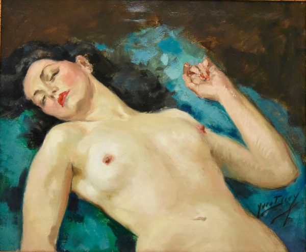 Art Deco tableau femme nue allongée