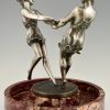 Art Deco Bronze Skulptur Tänzerinnen Tischaufsatz