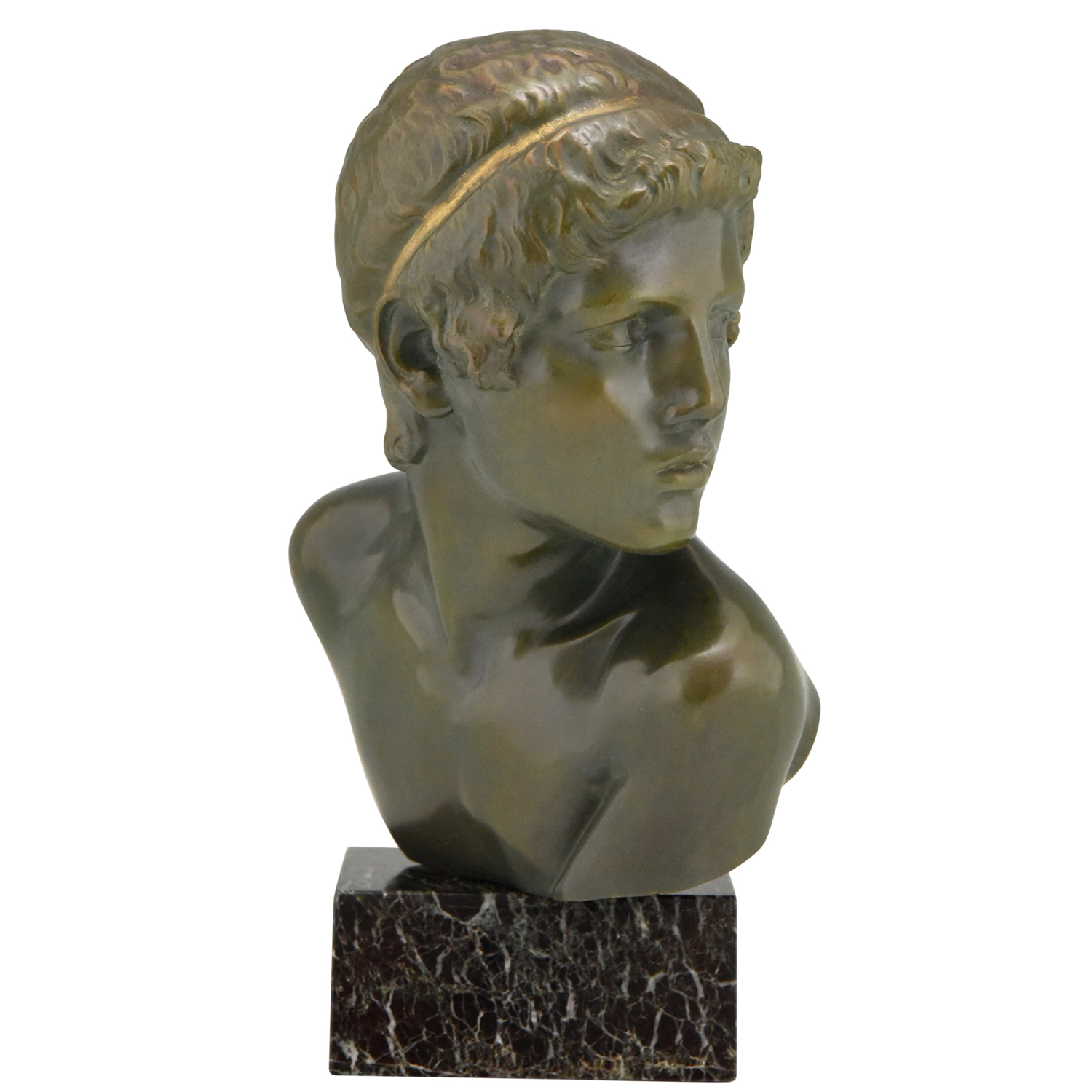 Art Deco bronze sculpture bust young Achilles 34 cm /13 inch - Deconamic