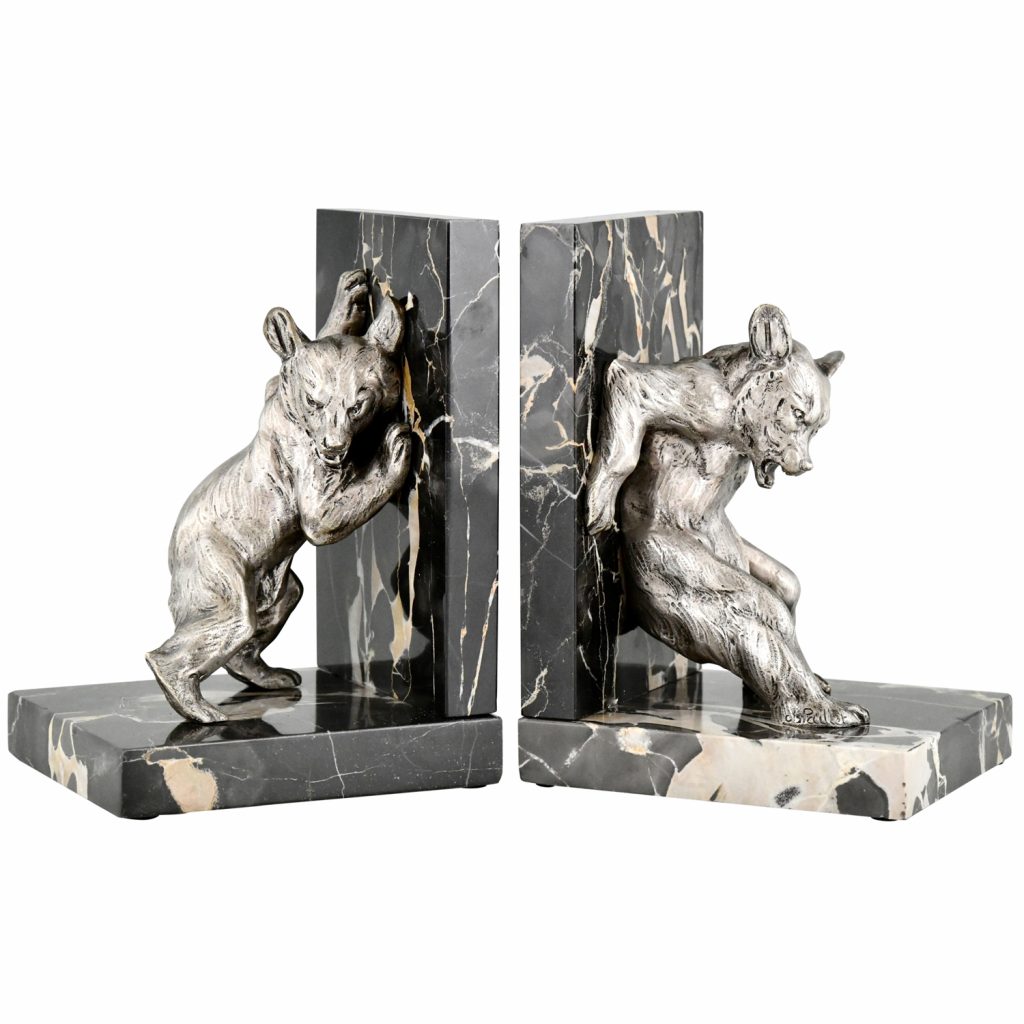 Art Deco bronze bear bookends - Deconamic