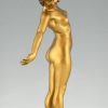 Art Deco bronzen sculptuur danseres met zwaard
