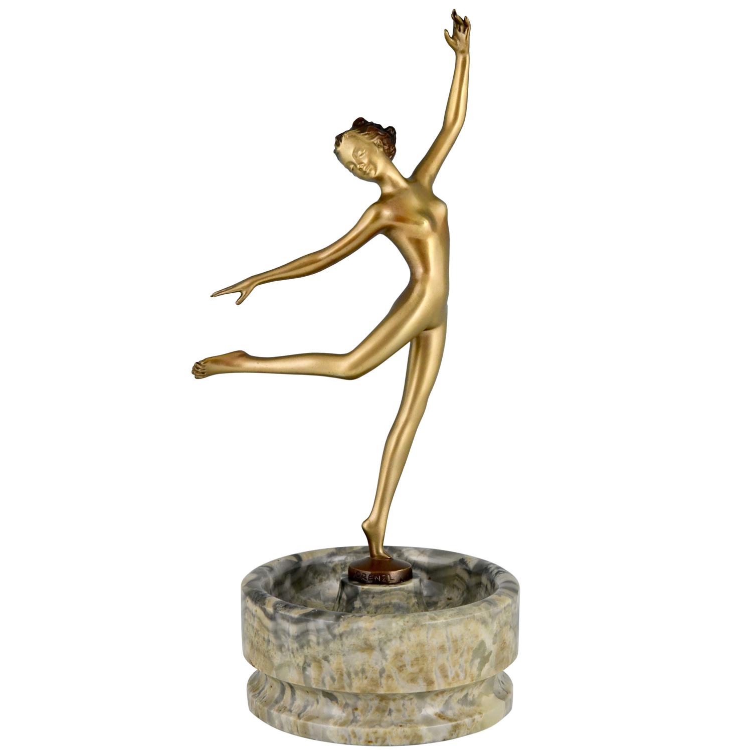 heroïsch Wafel film Art Deco bronze sculpture nude dancer - Deconamic