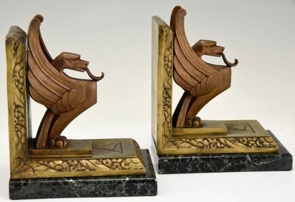 Art Deco bookends with griffins