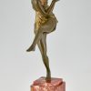 Art Deco bronzen sculptuur danseres met bal