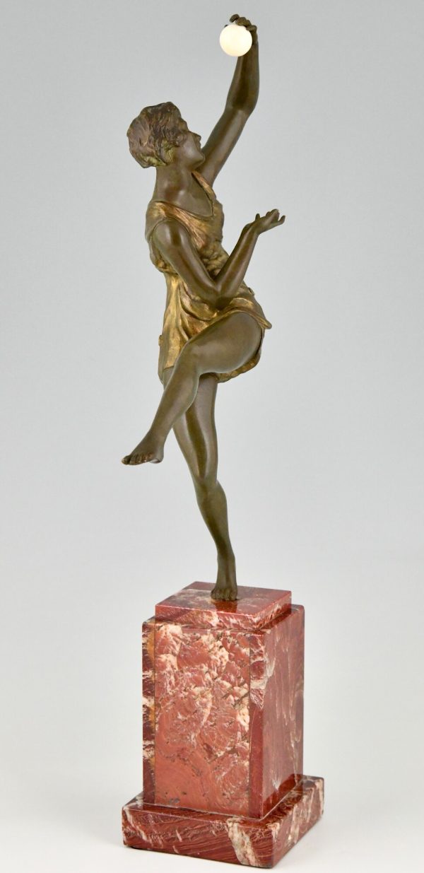 Art Deco bronze sculpture dancer with ball