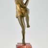 Art Deco bronzen sculptuur danseres met bal