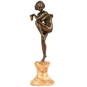 Art Deco bronze Le Faguays nude with grapes - 1