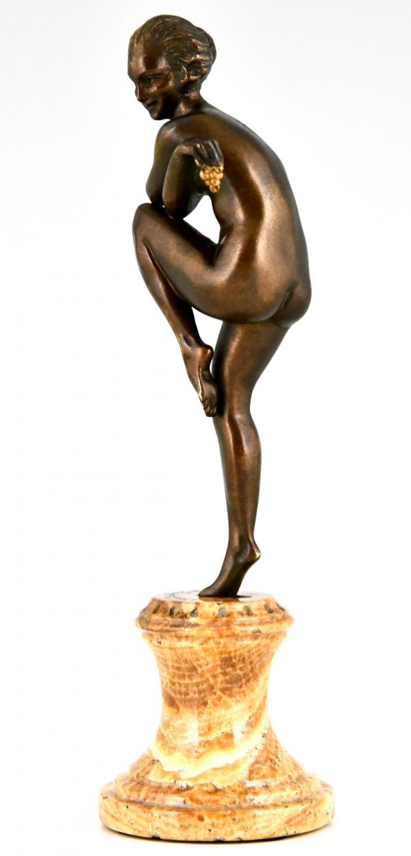 Art Deco Skulptur Bronze Frauenakt Tänzerin Pierre Le Faguays