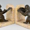 Art Deco Buchstützen mit Affen