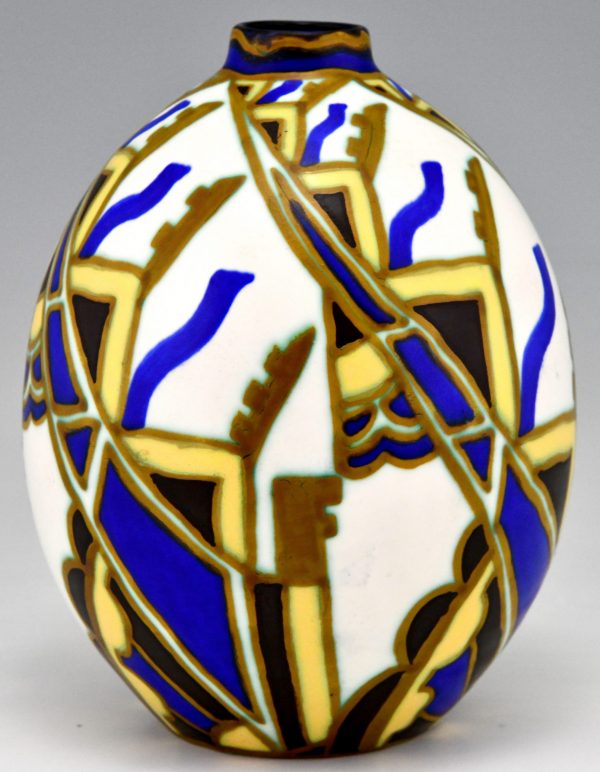 Art Deco Vase Keramik stilierte Motif