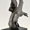 Art Deco bronzen sculptuur van een eend