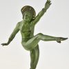 Sculpture en bronze Art Deco d’une danseuse nue