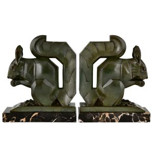 Art Deco bronze squirrel bookends Max Le Verrier - 1