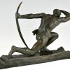 Art Deco bronze sculpture athlete with bow