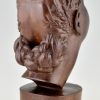 Mid century hand carved wooden sculpture African beauty - Deconamic