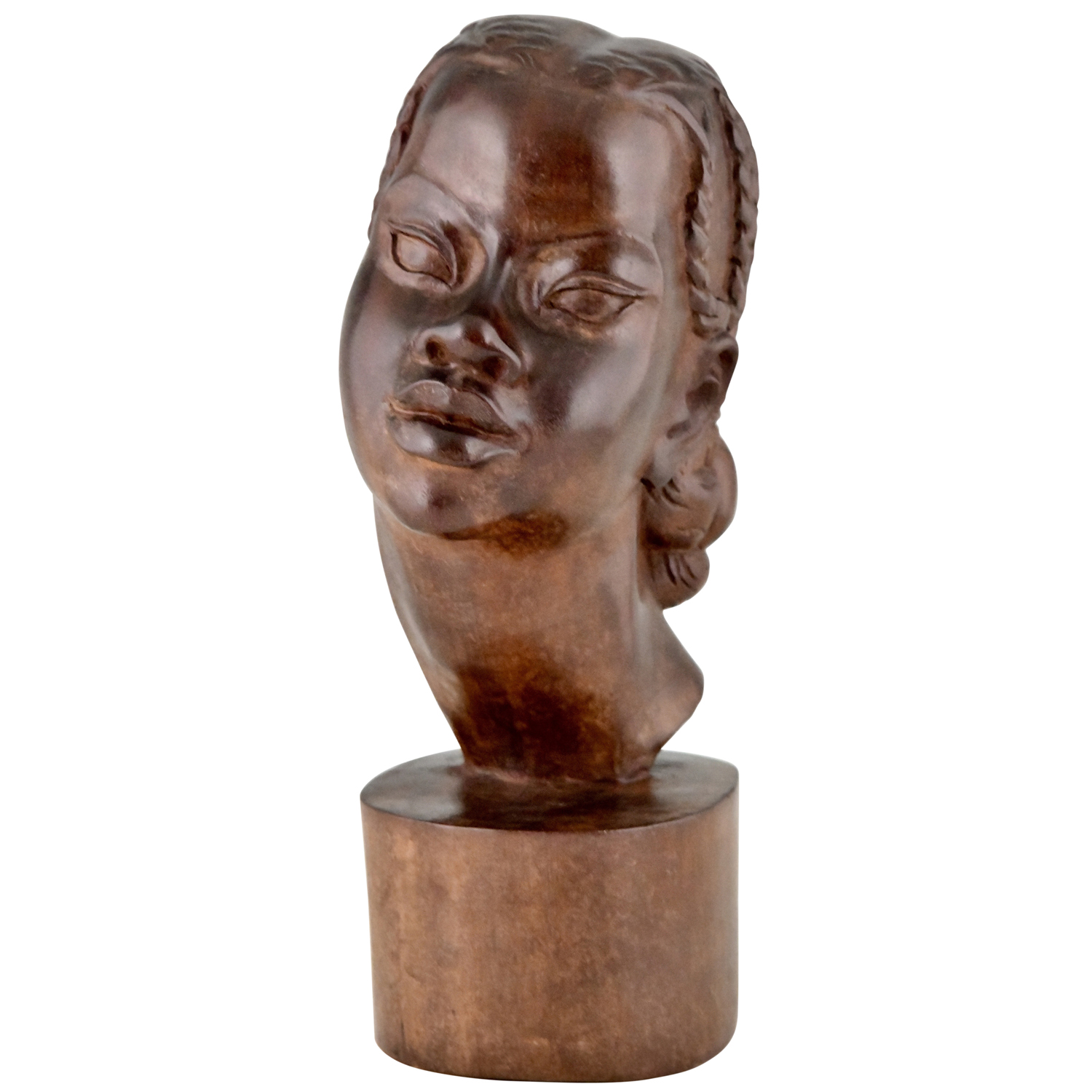 Mid century hand carved wooden sculpture African beauty - Deconamic