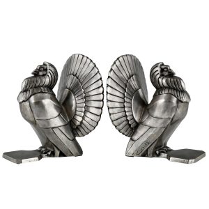Art Deco bronze bookends Charles doves - 2