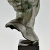 Sculpture en bronze Art Déco, buste d’un jeune homme.