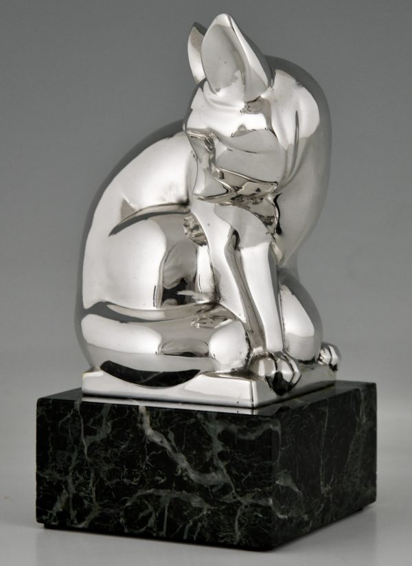 Art Deco silvered bronze sculpture of a fox