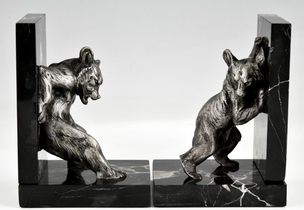 Serre-livres Art Déco en bronze avec ours