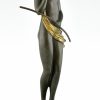 Art Deco bronzen sculptuur staand naakt met sluier