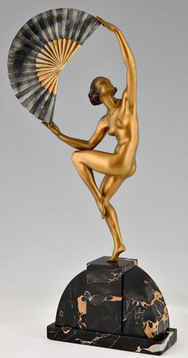 Art Deco fan dancer bronze Bouraine