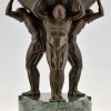 Guiraud Riviere bronze centerpiece 3 men
