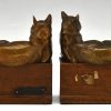 Art Deco Buchstützen Bronze mit Katzen