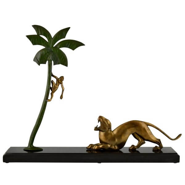 Art deco bronze panther sculpture Berjean - 1