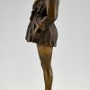 Art Deco erotic bronze nude in dressing gown.  