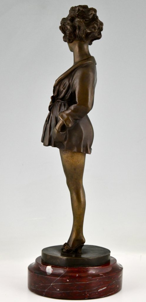 Art Deco Erotic Bronze Nude In Dressing Gown Deconamic