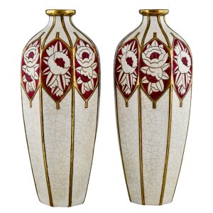 Art Deco vases Longwy pair