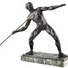 Sculpture Art Déco athlète nu masculin à la lance