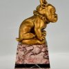 Art Déco Auto Maskottchen aus Bronze französische Bulldogge