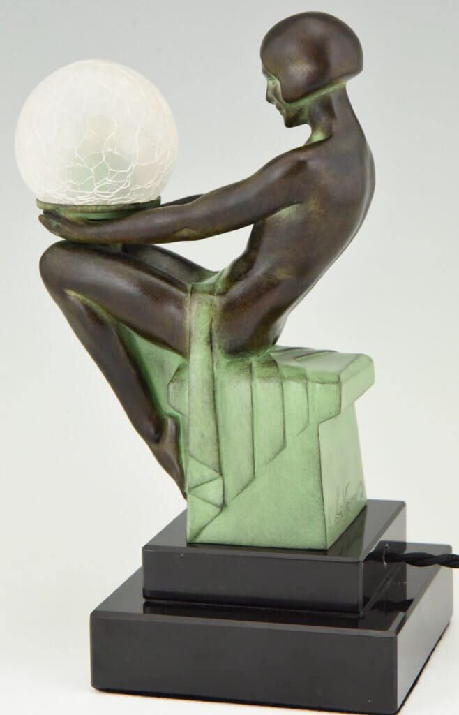 Art Deco Style Lamp Seated Nude DELASSEMENT LUMINEUX Deconamic