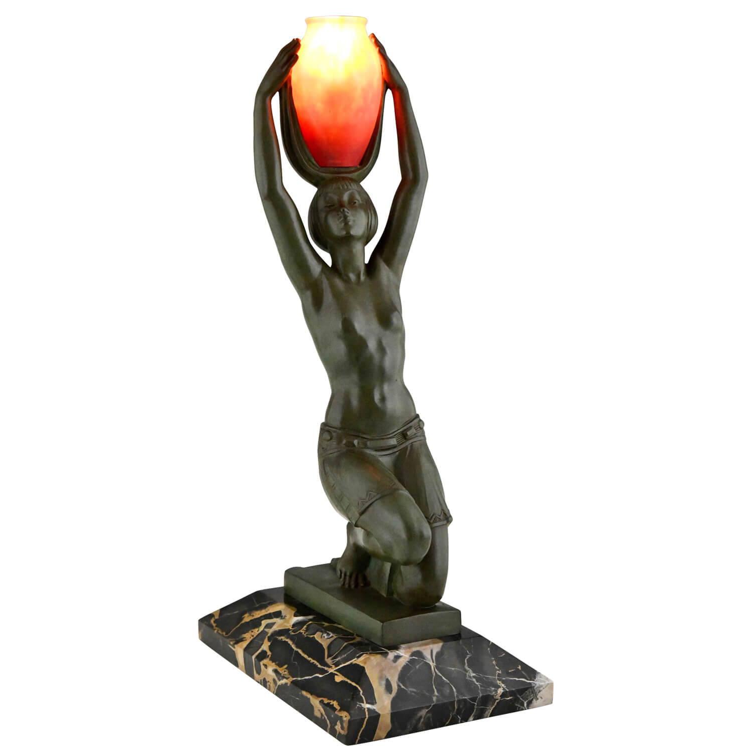 Art Deco lamp Fayral Daum kneeling nude - 2