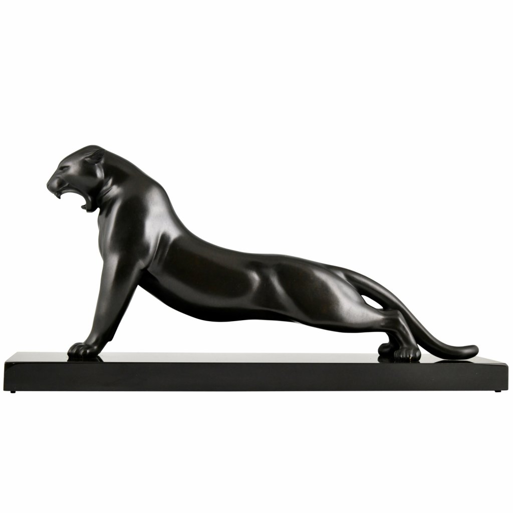 Art Deco Bronze Sculpture Of A Panther Deconamic