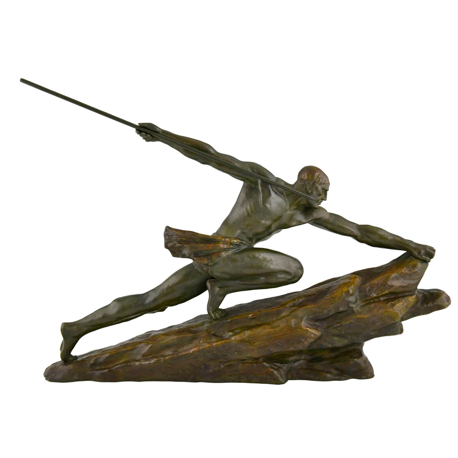 Le Faguays athlete with spear Art Deco bronze sculpture - 1