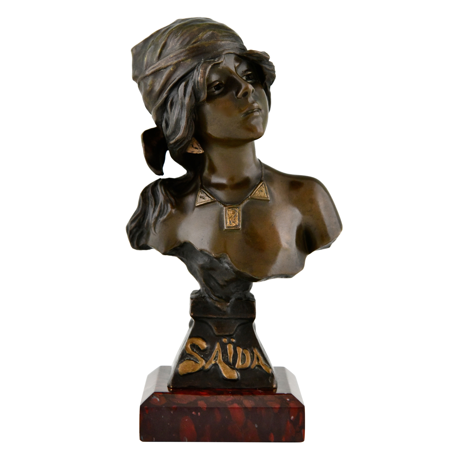 Saida Art Nouveau bronze bust Villanis - 1