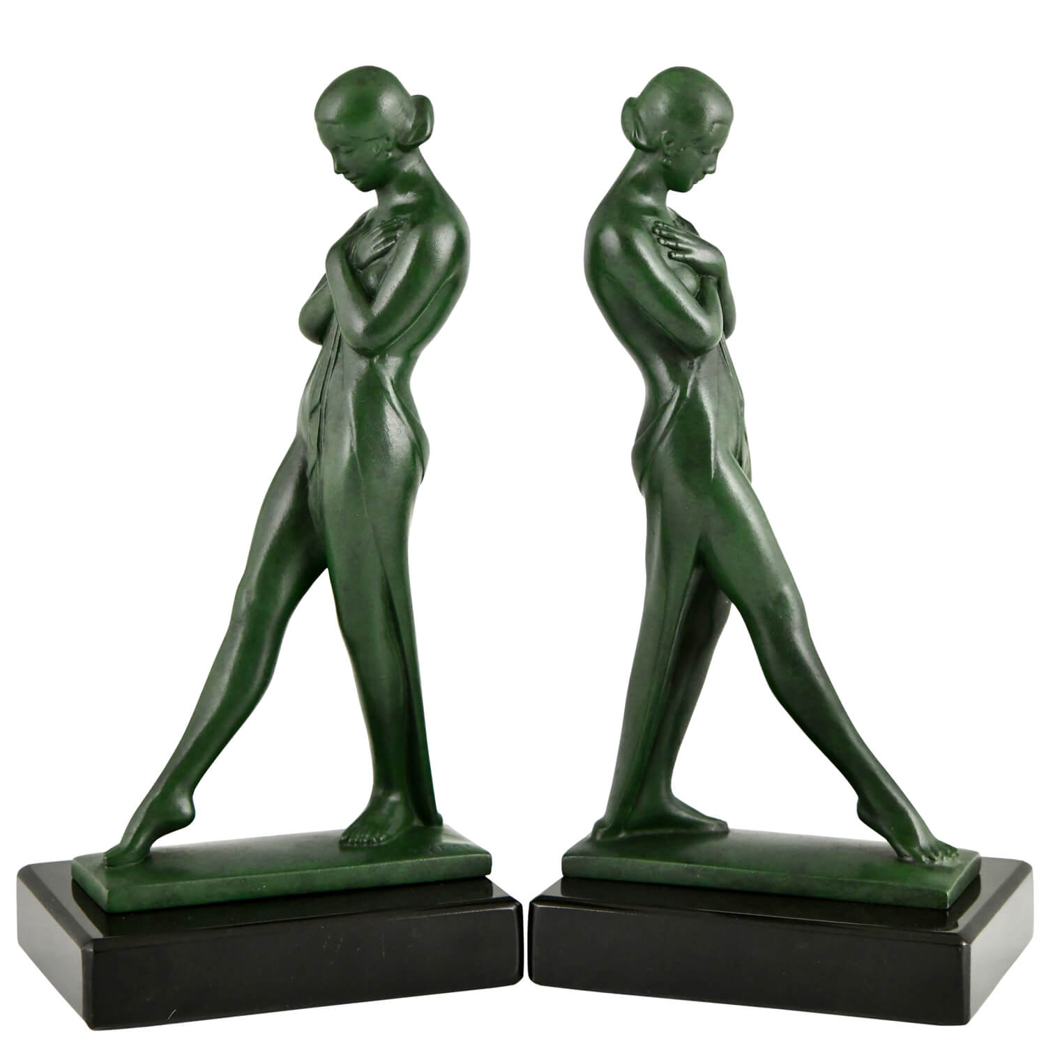 Art Deco bookends Max Le Verrier Fayral Meditation