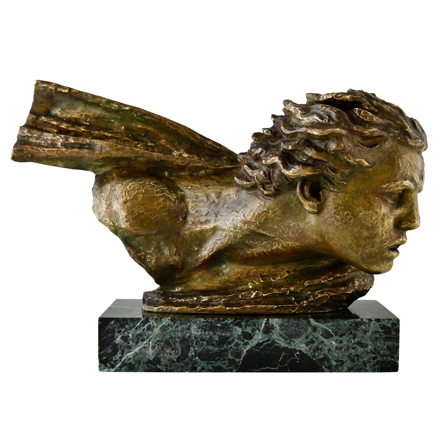 Art Deco bronze bust Mermoz Kelety -