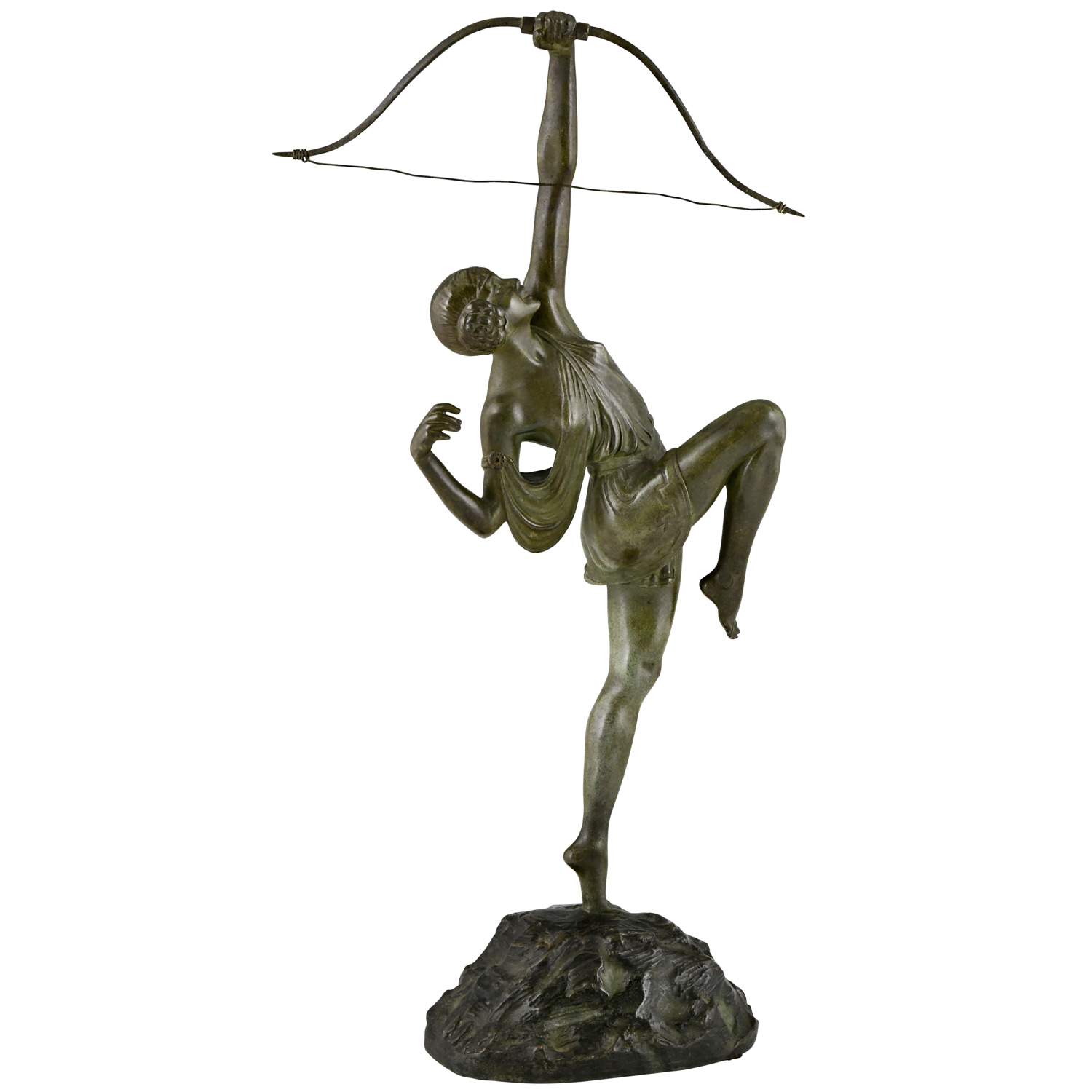 Art Deco Bronze Skulptur Diana mit Bogen