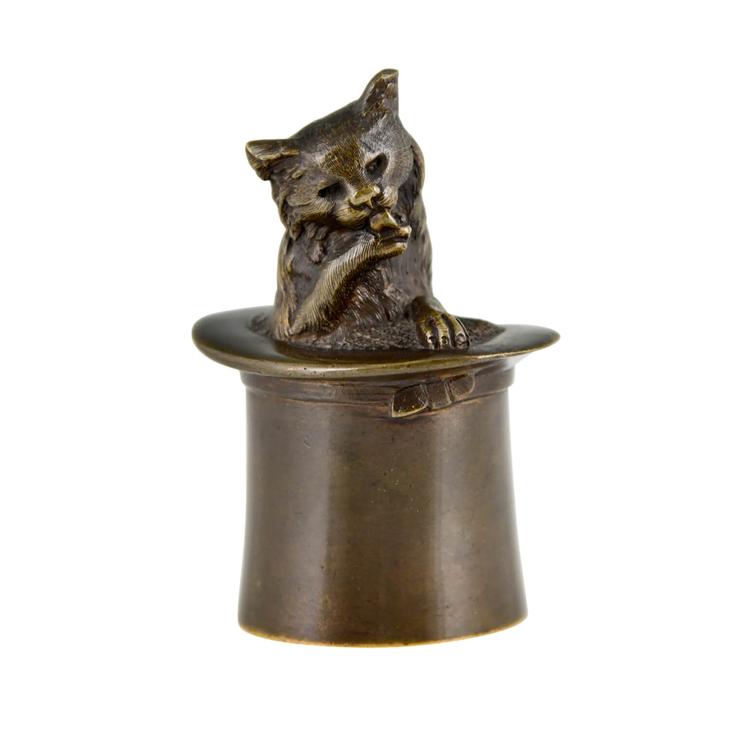 Antique bronze cat table bell