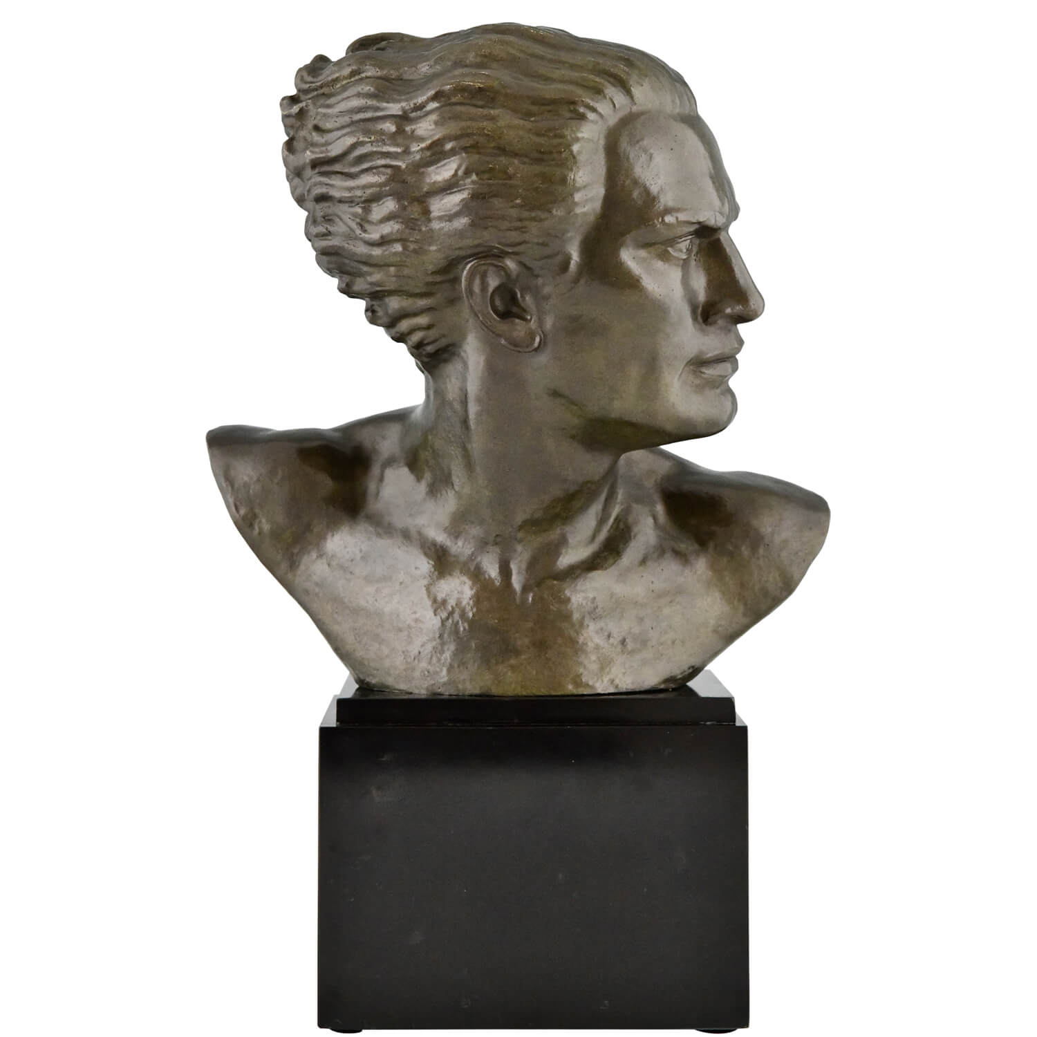 Art Deco bronze sculpture bust Jean Mermoz by Gibert - 1
